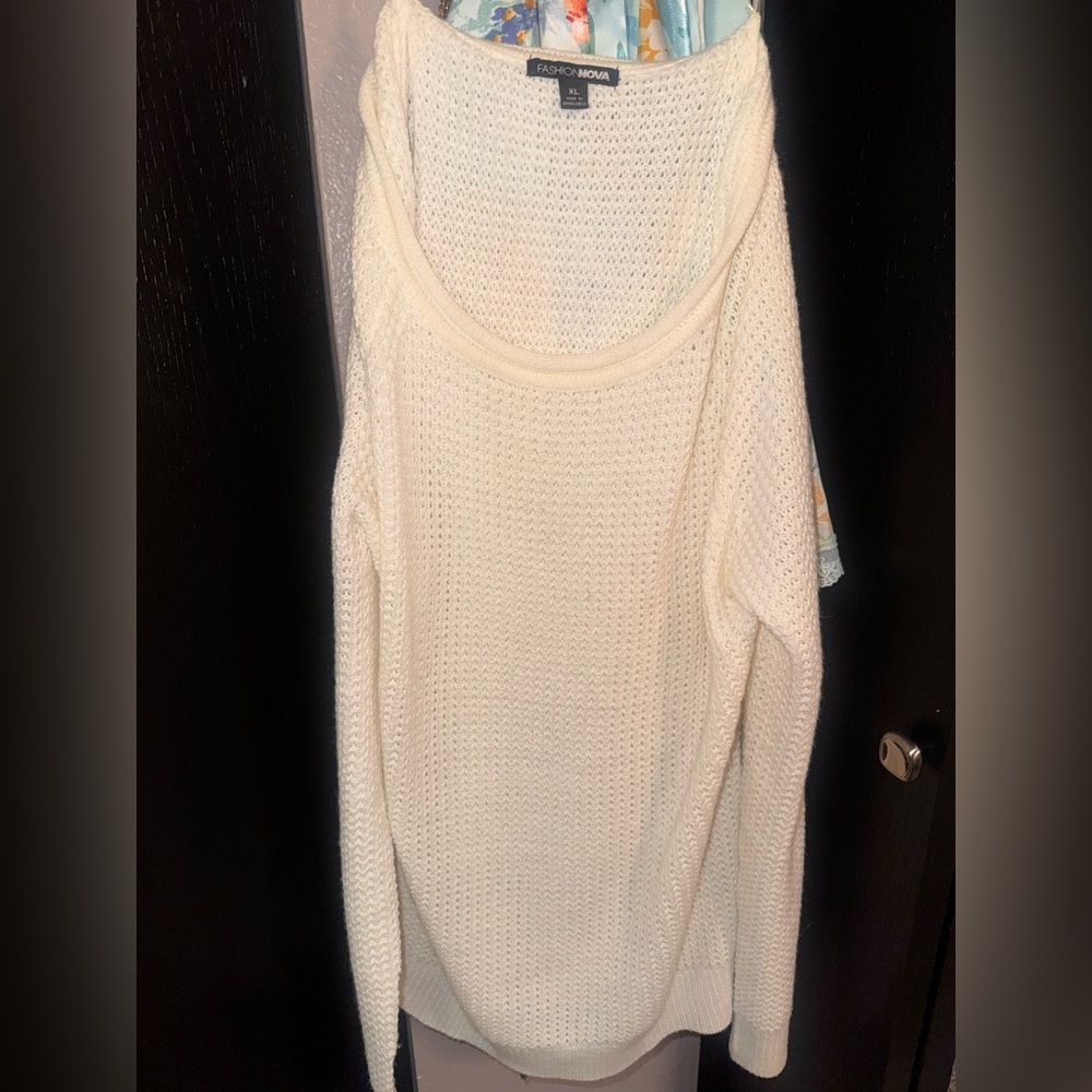 Fashion Nova Cream Knit Sweater